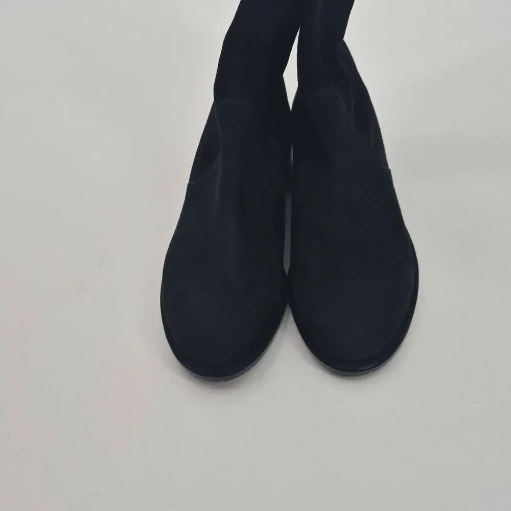 New Stuart Weitzman Lowland Over The Knee Boots In Black Suede Size 6
